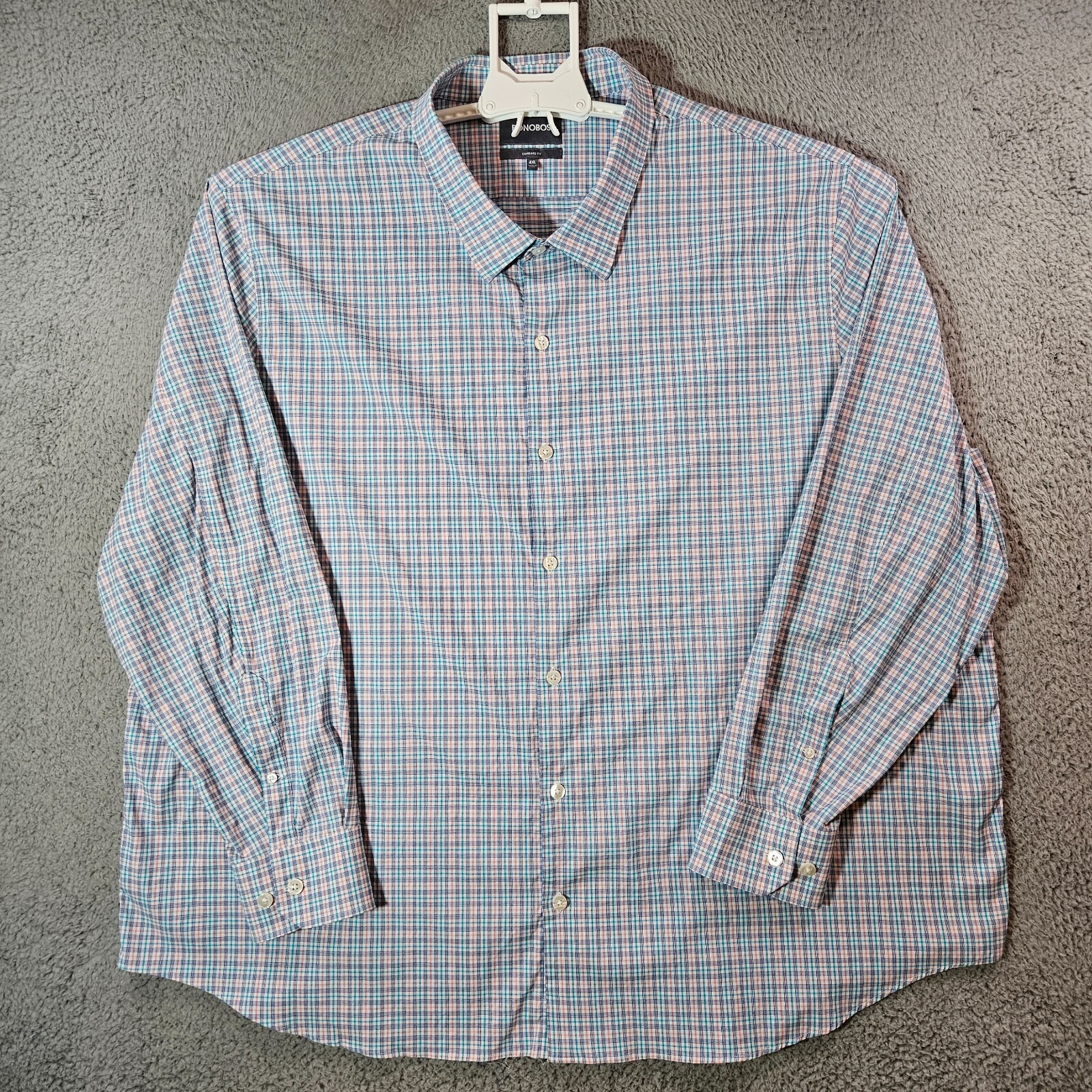 Bonobos Shirt Men 4xl Standard Fit Button Up Long Sleeve Multi Color Plaid Nylon